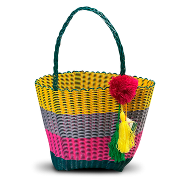 Maite Canasta Tradicional Multi Amarillo-Gris-Rosa-Verde Grande